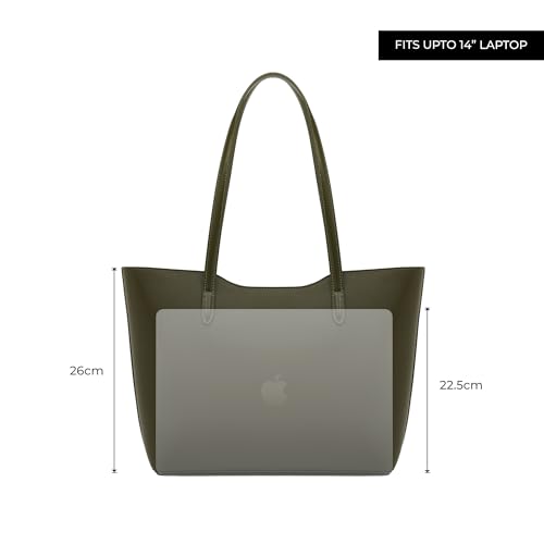 Image of Miraggio Riva 14 Inch Laptop Tote Bag For Women Office Use | Office Tote Bag With Padded Laptop Sleeve And Zipper Closure | Stylish Totes