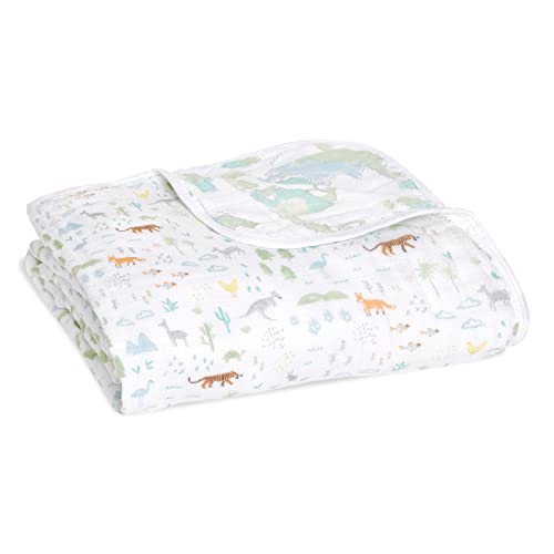 Image of aden + anais Essentials Dream Blanket, Muslin Baby Blankets for Girls & Boys, Ideal Lightweight Newborn Nursery & Crib Blanket, Unisex Toddler & Infant Bedding, Registry Gift, Voyager-Ecosphere