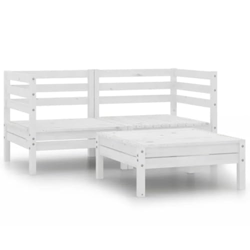 Générique Salon de Jardin 3 pcs Bois de pin Massif Blanc,Salons de Jardin,806603