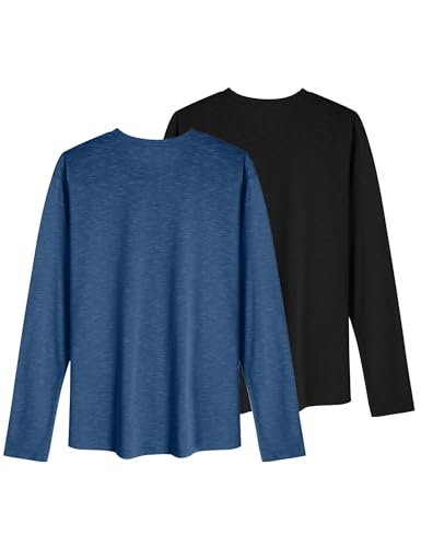 COOFANDY Men 2 Pack Muscle Fitted T Shirt Gym Workout Athletic Long Sleeves Tee