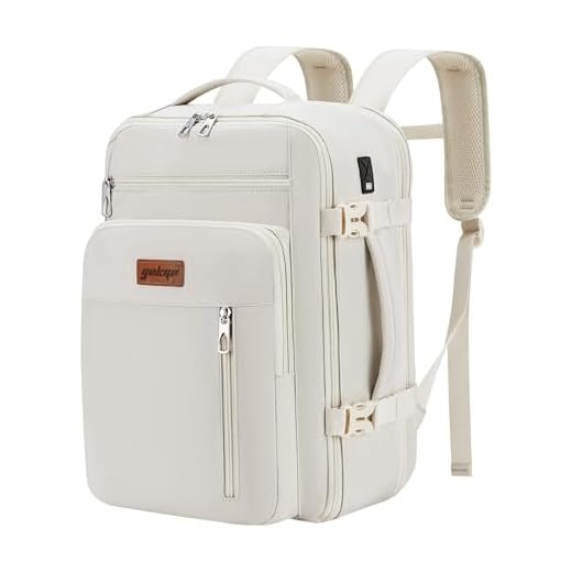 YOKGO Ryanair Cabin Bags 40x30x20 Underseat for Ryanair Wizz Air Expandable to 40x30x25 Travel Cabin Bags Carry-ons Bag 30L Hand Luggage Backpack With 15.6" Laptop Compartment for Mens Womens White