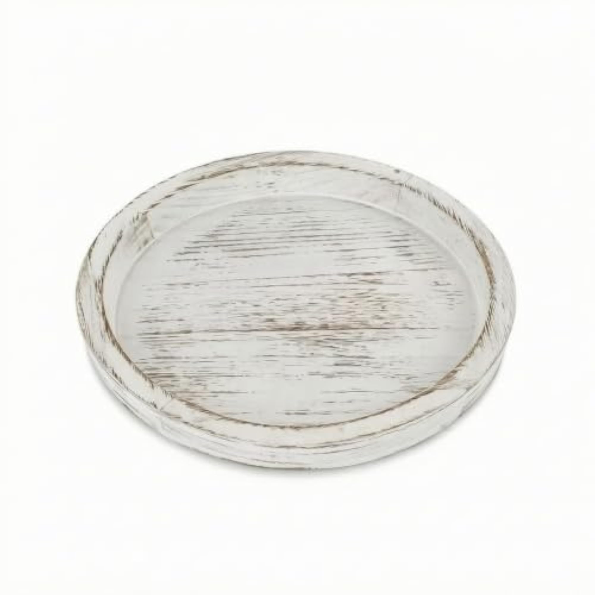 Rustic Whitewashed Candle Tray with Raised Rim