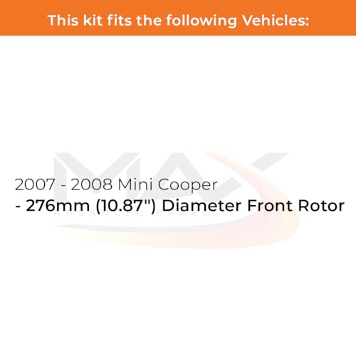 Image of Max Advanced Brakes Front Brake Kit Compatible With 2007 2008 Mini Cooper w /10.87 inch Diameter Front Rotor Replacement Premium OE Disc Brake Rotors and Ceramic Brake Pads