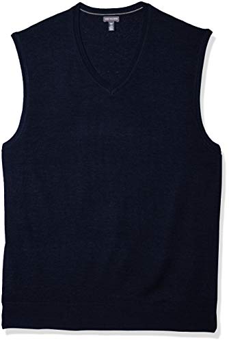 Van Heusen Men's Big and Tall Solid Jersey Sweater Vest, blue night heather, Large Tall