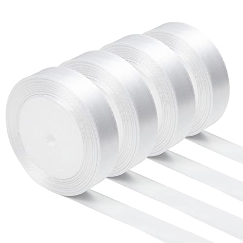 KEYIDO White Ribbon 20mm Wide, 50 Yards White Satin Ribbon for Gift Wrapping Hair Bow, Florist, Crafts, Car, Wedding