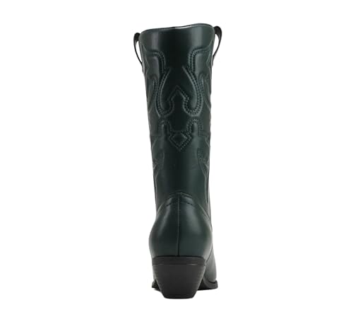 Image of Soda RENO ~ Women Western Cowboy Stitched Pointe Toe Low Heel Ankle Mid Shaft Fashion Boots