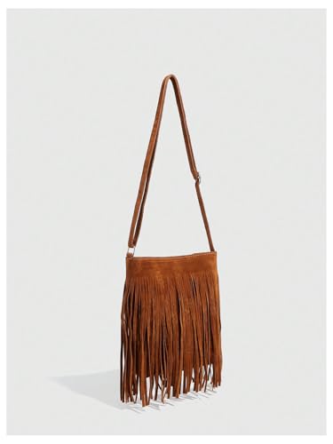 Floerns Women's Fringe Faux Suede Crossbody Bag Tassel Bucket Bag Western Shoulder Bags3