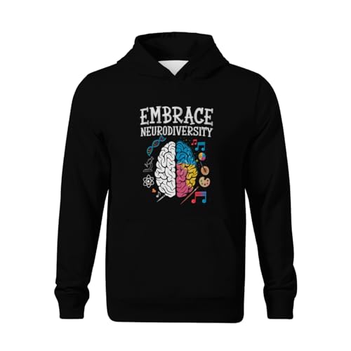 Kids Retro Embrace Neurodiversity Autism Awareness Boys Girls Lightweight Kangaroo Pocket Hoodies2
