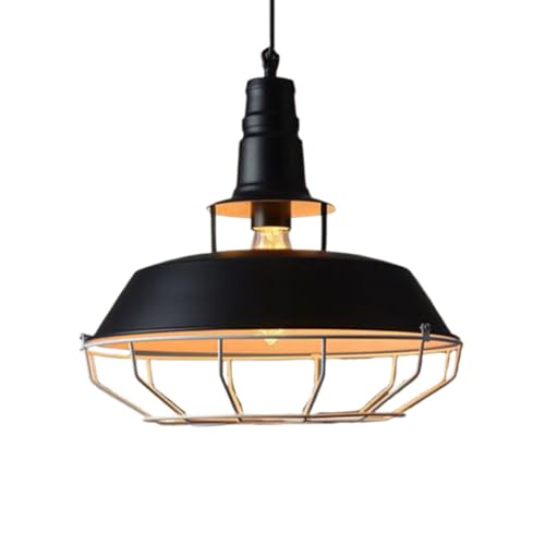 Luminaire suspendu rustique en métal et panier noir pour salon élégant