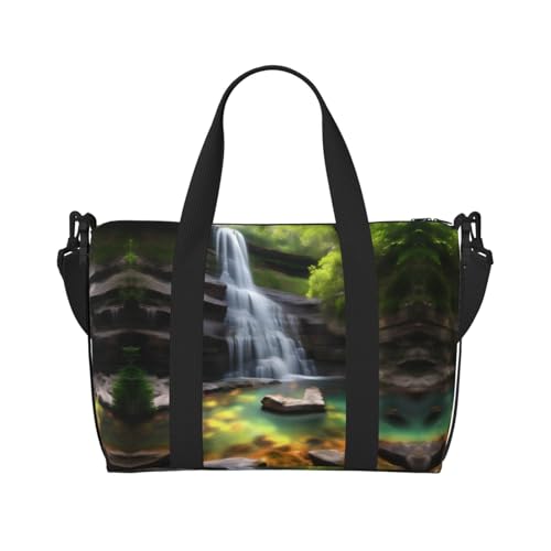 Waterfall Views printing Hand Travel Bag Personal item bag women's handbag, travel large shoulder bag with zipper.