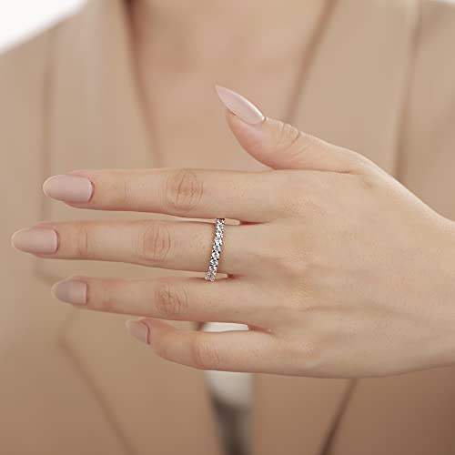 Wedding Bridal Eternity Band Rings Stacking Minimalist Band with CZ Crystal for Brides Engagement Ring for Women (Size 7)2