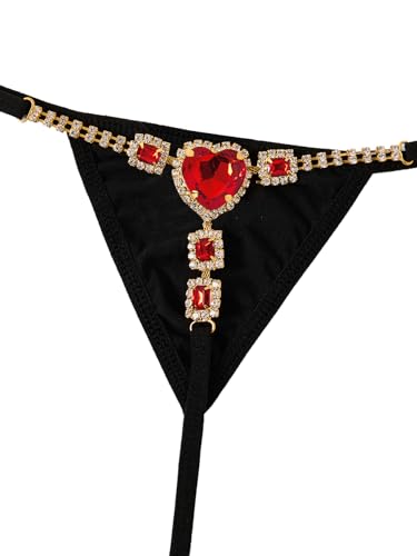 Image of RoseSeek Women's Sparkling Butterfly Chain Underwear Low Rise Cheeky G String Panty