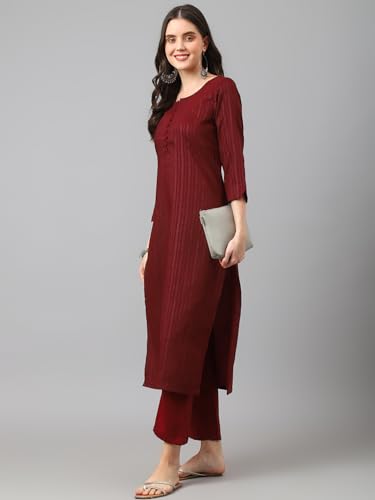 Image of Hritika Women's Cotton Blend Jacquard Woven Kurta with Palazzo Set HRKB0048