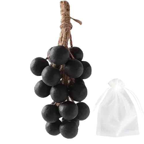 Jabón de uva en una cuerda, barra de jabón hecha a mano en forma de uva para cara, cuerpo y manos, accesorio decorativo de baño, decoración del hogar y regalo para baño o cocina (1, negro 20)