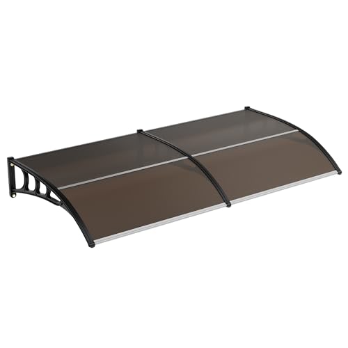 Garvee Awning for Door Entrance, 40’’x80’’ Window Awning Canopy Exterior, UV Rain Snow Sunlight Protection Door Awning with Plastic Steel Bracket, Polycarbonate Cover, Brown Board by Garvee - Used condition - US$48.29