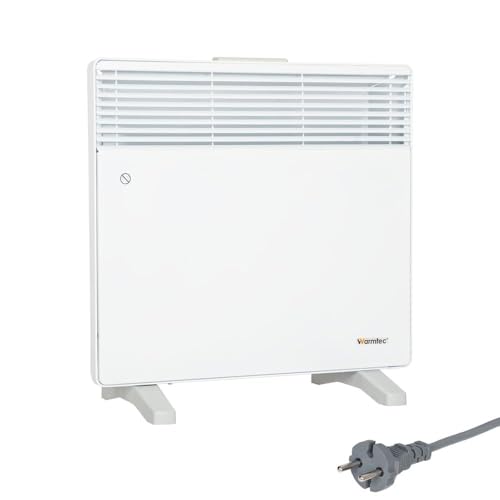 WARMTEC Chauffage électrique 500 W | Radiateur électrique avec thermostat à 8 niveaux et fonction antigel | Radiateur à convection autoportant à économie...