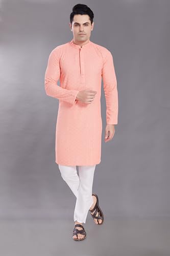 Image of DIVISIVE Men's Sequince Embroidered Cotton Blend Only Slim Fit Kurta
