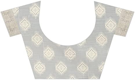 SWORNOF Women's Lucknowi Chikankari Linen cotton Woven Sarees For Women with Blouse sarees for Women