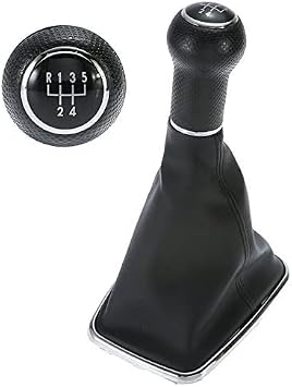 5-Speed Gear Shift Knob Gaitor Boot Cover PU Leather Black for VW 1999-2004 MK4 Golf GTI R32 / 1999-2004 MK4 Jetta Bora
