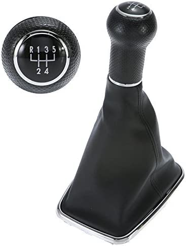 Xtremewarez 5-Speed Gear Shift Knob Gaitor Boot Cover PU Leather Black for VW 1999-2004 MK4 Golf GTI R32 / 1999-2004 MK4 Jetta Bora