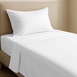 Twin Sheets Set - Natural 100% Cotton Sheets with Deep Pockets, Soft Sateen Weave, Breathable, Cooling and Durable Bedding Set for Dorm Rooms, College by California Design Den (White)