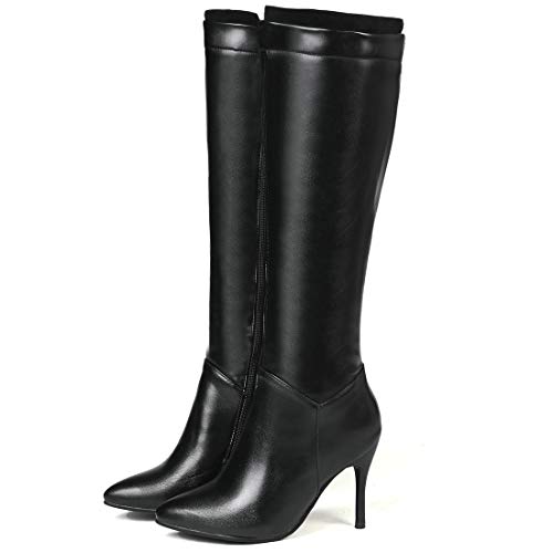 MAVMAX Womens Pointy Toe Knee High Riding Boots Stiletto High Heel Long Shoes4