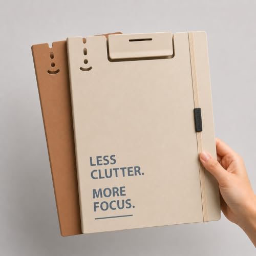 Image of Tarkan A4 Size Clipboard File Folder with Strap, Pack of 2 (Beige & Tan)