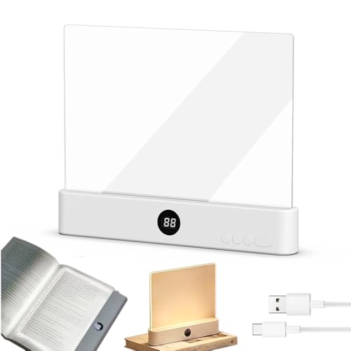Kyduu Luz de Libro Plana LED de lectura, Home Luces planas Inteligentes para Libros, panel de luz LED para libros,Reading Light,Recargable por USB,3 colores y temporizador,Smart LED Book Light(Blanco)
