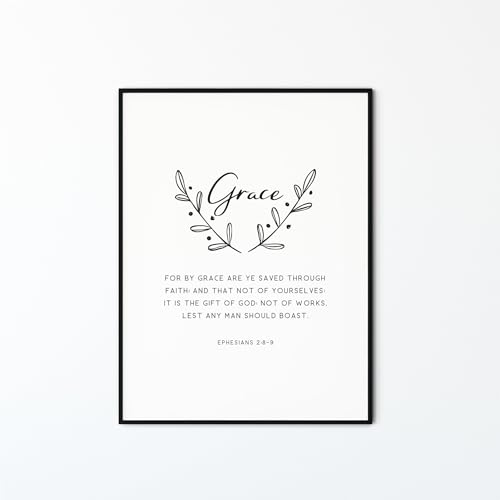 Ephesians 2:8-9 Kjv, Bible Verse Wall Art Modern Christian Poster Scripture Quote Print For By Grace Are Ye Saved Through Faith Ephesians 2:8-9 Kjv, 311 Poster