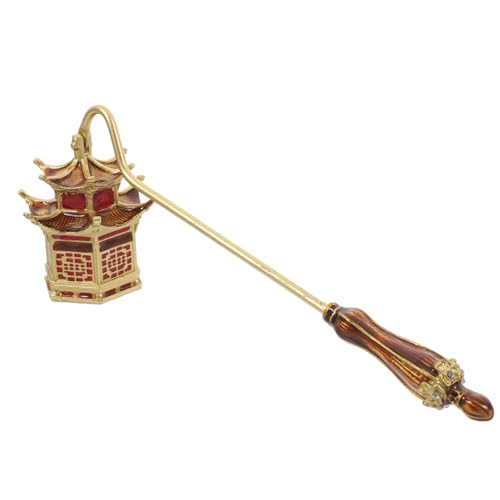 IMIKEYA Apagavelas Metálico Vintage con Mango Largo, Extintor Manual para Velas Cilíndricas Té, Apagador Seguro con Cuchara para Mecha, Accesorio para Uso Hogar, Diseño Dorado