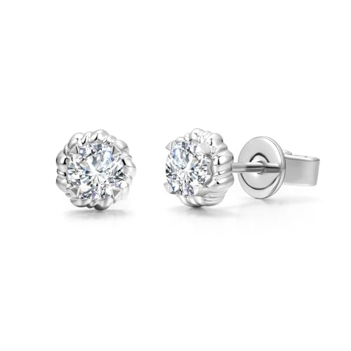 AGVANA 'Inner Light' Earrings 0.6 Ct.Tw. Lab-Grown Diamond Stud Earrings in Sterling Silver (D-E Color, VS Clarity) Fine Jewelry Promise Anniversary Birthday Gifts for Women