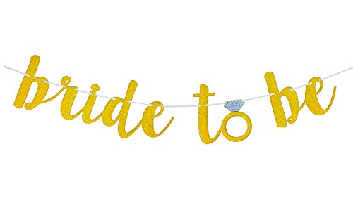 Famoby Gold Glittery Bride to be Banner for Engagement Party and Bachelorette Party Decorations