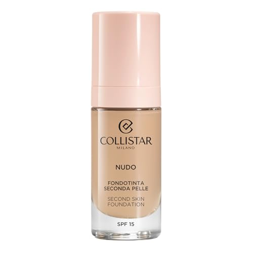 Collistar Base de Maquillaje Nude Segunda Piel, Larga Duración, Cobertura Ligera y Modulable, Fórmula Waterproof, Efecto Piel Radiante e Iluminadora, SPF 15, 2R, 30 ml