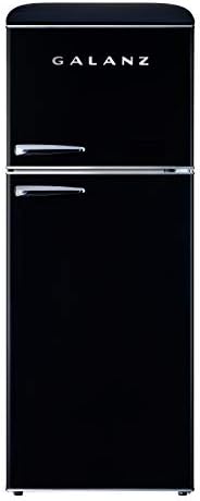 Galanz GLR10TBEEFR Retro Refrigerator with Top Freezer Frost Free, Dual Door Fridge, Adjustable Electrical Thermostat Control, 10 cu ft, Blue (Black)