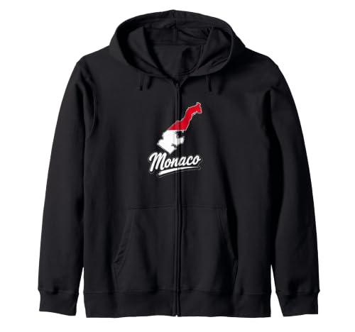 Image of Monaco Flag Tshirt, Monaco t Shirt, Monaco Flag, Monaco maps Zip Hoodie