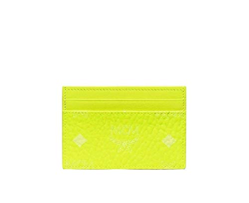 Mcm Neon Yellow Visetos Coated Canvas Card Case #TOP1