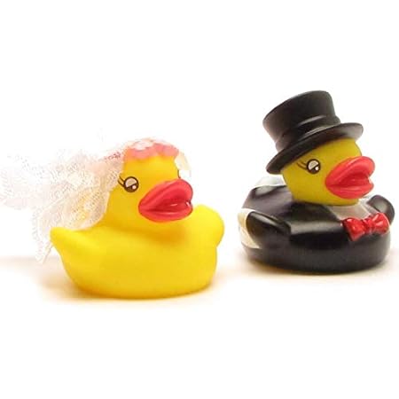 HMCEY Badeenten Brautpaar Set - Lustige Hochzeitsdekoration Mit Hut & Krone