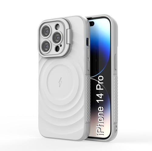 Image of LuxuryKase Shockproof Case for iPhone 14 Pro | Ripple Pattern | Camera Protection | Inner Velvet Fabric Lining | Protective Cover with Enhanced Grip & Wireless Charging Support - White