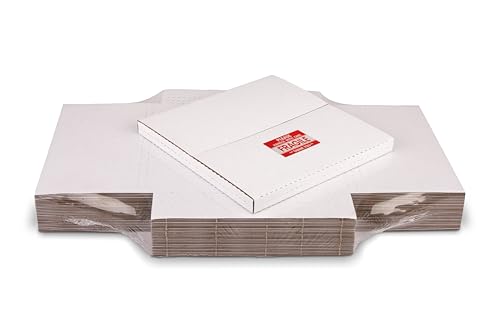 Wisaiboxl White Vinyl Record Mailers 12.8x12.8x1 inch LP Mailing Corrugated Cardboard Boxes, Easy Fold, Multi Depth Album Shipping Boxes with Fragile Stickers, 15 Pack
