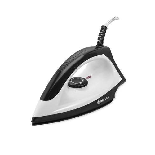 Image of Bajaj Dry Iron DX 15 1000 Watts | Duraglide soleplate with double-layered Anti-Bacterial Non-Stick German coating | Auto-Shut off | Cool touch body | 360 Swivel Cord | 2 Yr Warranty | Black & White