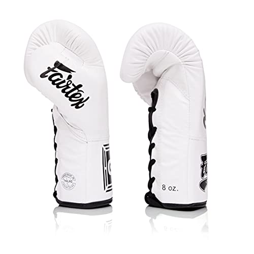 Fairtex Glory Kickboxing Gloves - Limited Edition (White Bglg1 - Laceup, 10 Oz) #TOP4
