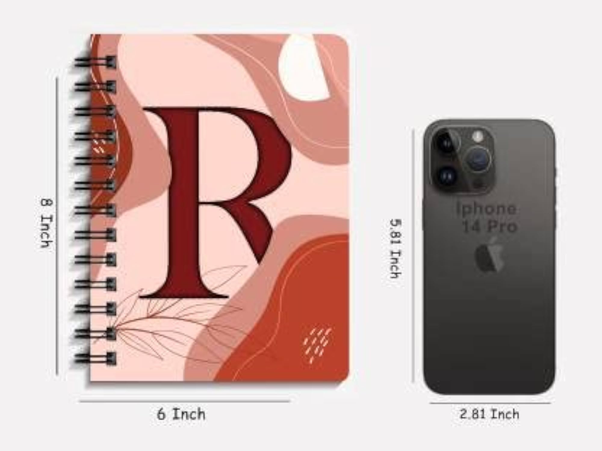 Initial R Printed Wiro Bound A5 Diary, Journal Notebook
