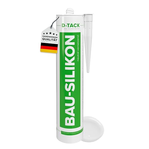 D-TACK Bau-Silikon transparent 310 ml | Vielseitiger wetterfester Silikon-Dichtstoff für Bau- & Anschlussfugen | UV- & witterungsbeständig | Für Innen- und Außenbereich | Profi-Qualität
