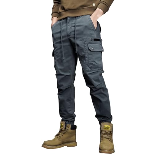 Pantalones cargo para hombre con pantalones de trabajo elásticos impermeables Softshell multibolsillo ropa de trabajo táctica de combate pantalones cargo de camping al aire libre pantalones de, gris