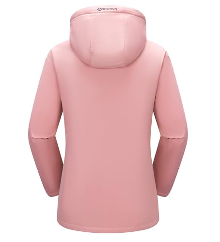 BOWOXO Women's Waterproof Ski Jacket-Windproof Winter Warm Coat with Fleece Lining for Cozy Comfort in Snowy Weather(Pink,2XL) — view 4