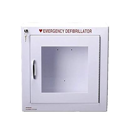 Modern Metal Alarmed AED Defibrillator Wall Mounted Storage Cabinet Fit Cardiac Science, Zoll Defibtech.