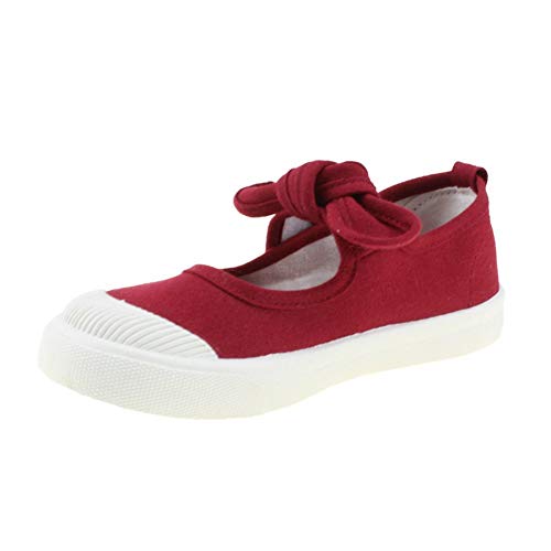 Toddler Girl's Canvas Sneakers Bowknot Mary Jane Flat Shoes for Kids Girl's Casual Shoes Dress Shoes School Uniform Shoes for Girls