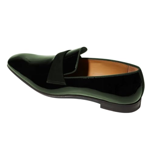 FSJ Men's Square Toe Slip-On Loafers Patent Leather Strap Across Comfortable Casual Formal Wedding Tuxedo Shoes Size 4-16 US3