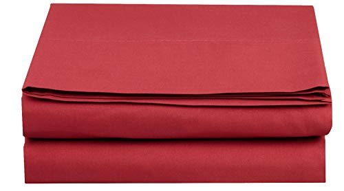 Elegant Comfort Premium Hotel Quality 1-Piece Flat Sheet, Luxury and Softest 1500 Premium Hotel Quality Microfiber Bedding Flat Sheet, Wrinkle-Free, Stain-Resistant, Queen, Burgundy