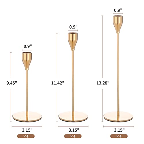 Lokume Set Of 12 Gold Candlestick Holders, Candle Holder For Taper Candle, Fits 3/4 Inch Thick Candle&Led Candles Decorative Candlestick Holder For Home Decor, Wedding, Candlelight Dinner, Anniversary #TOP2